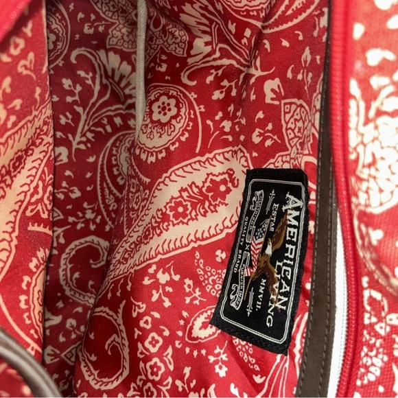 American Living Ralph Lauren Tote Bag Women Red Paisley Canvas Shoulder Satchel - Picture 5 of 10